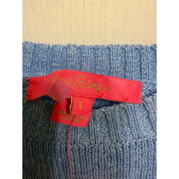 Women's Lilly Pulitzer Pippy Sweater Size L Blue Sun Sand Sea - Picture 4 of 5